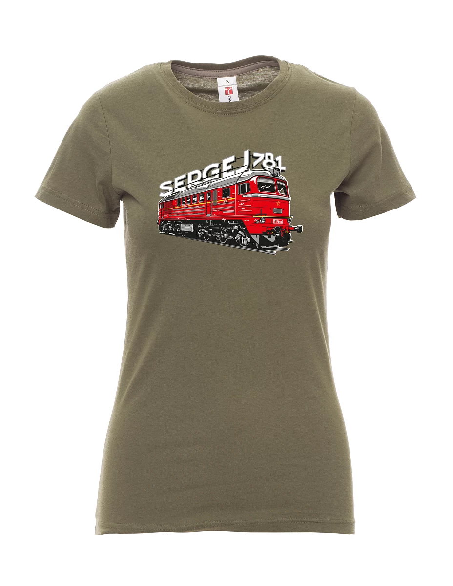 Khaki dámské tričko Lokomotiva 781 "Sergej" (M62)