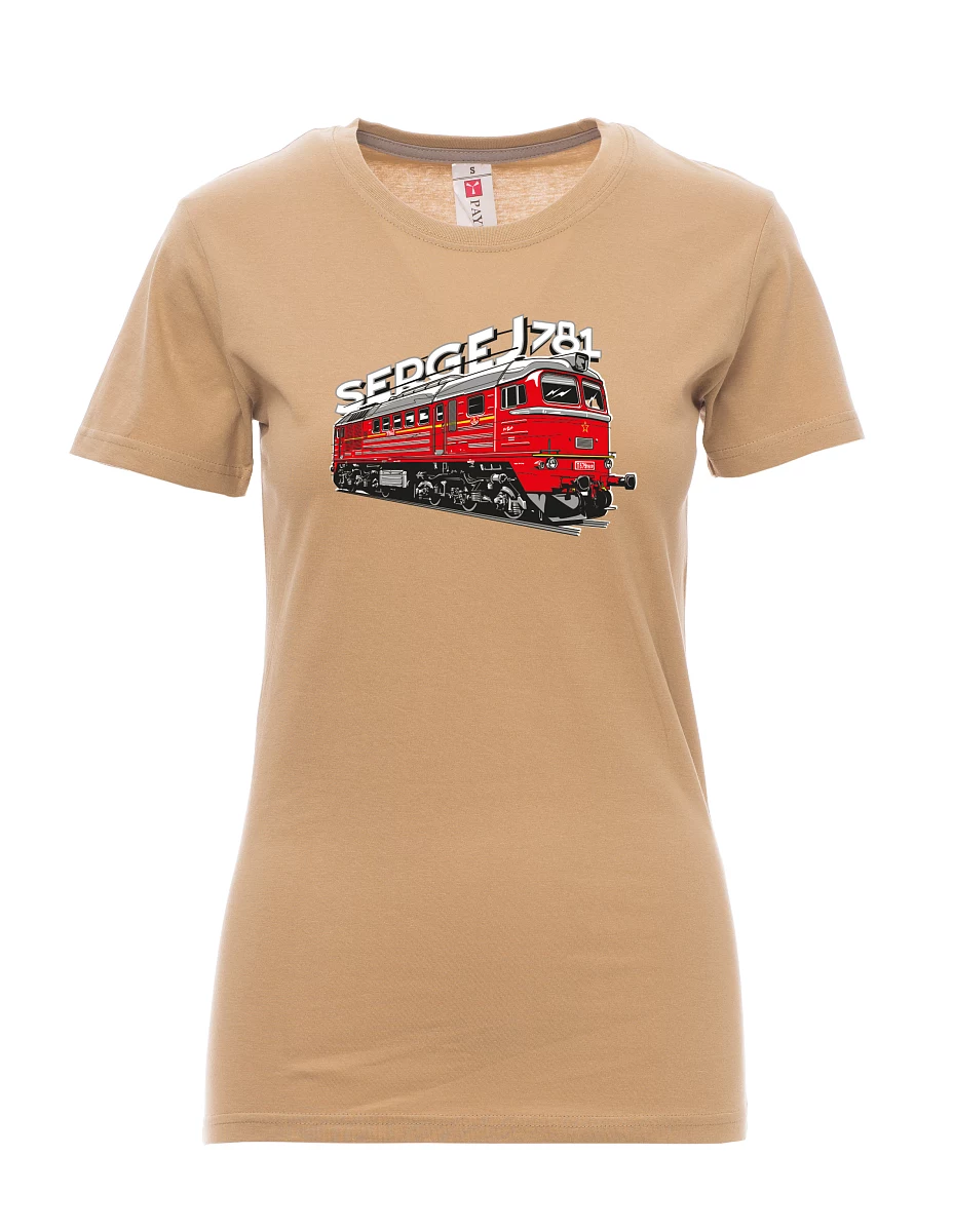 Hnědé dámské tričko Lokomotiva 781 "Sergej" (M62)