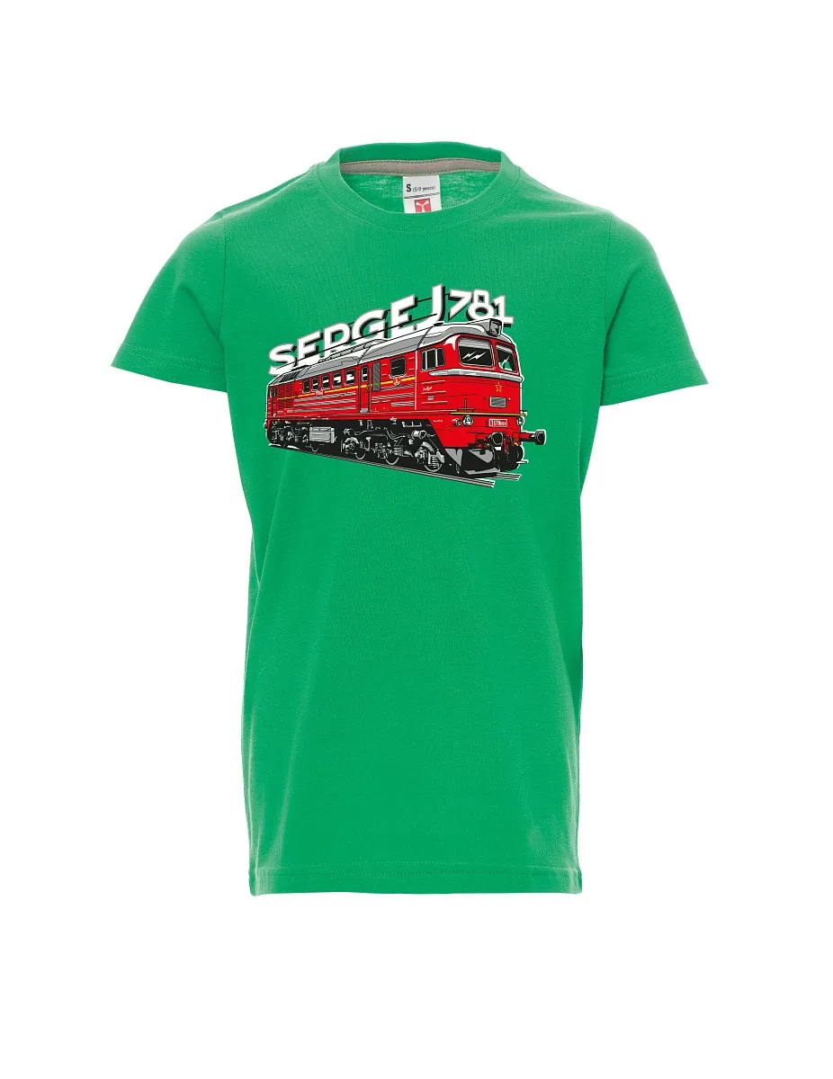 Zelené dětské tričko Lokomotiva 781 "Sergej" (M62)