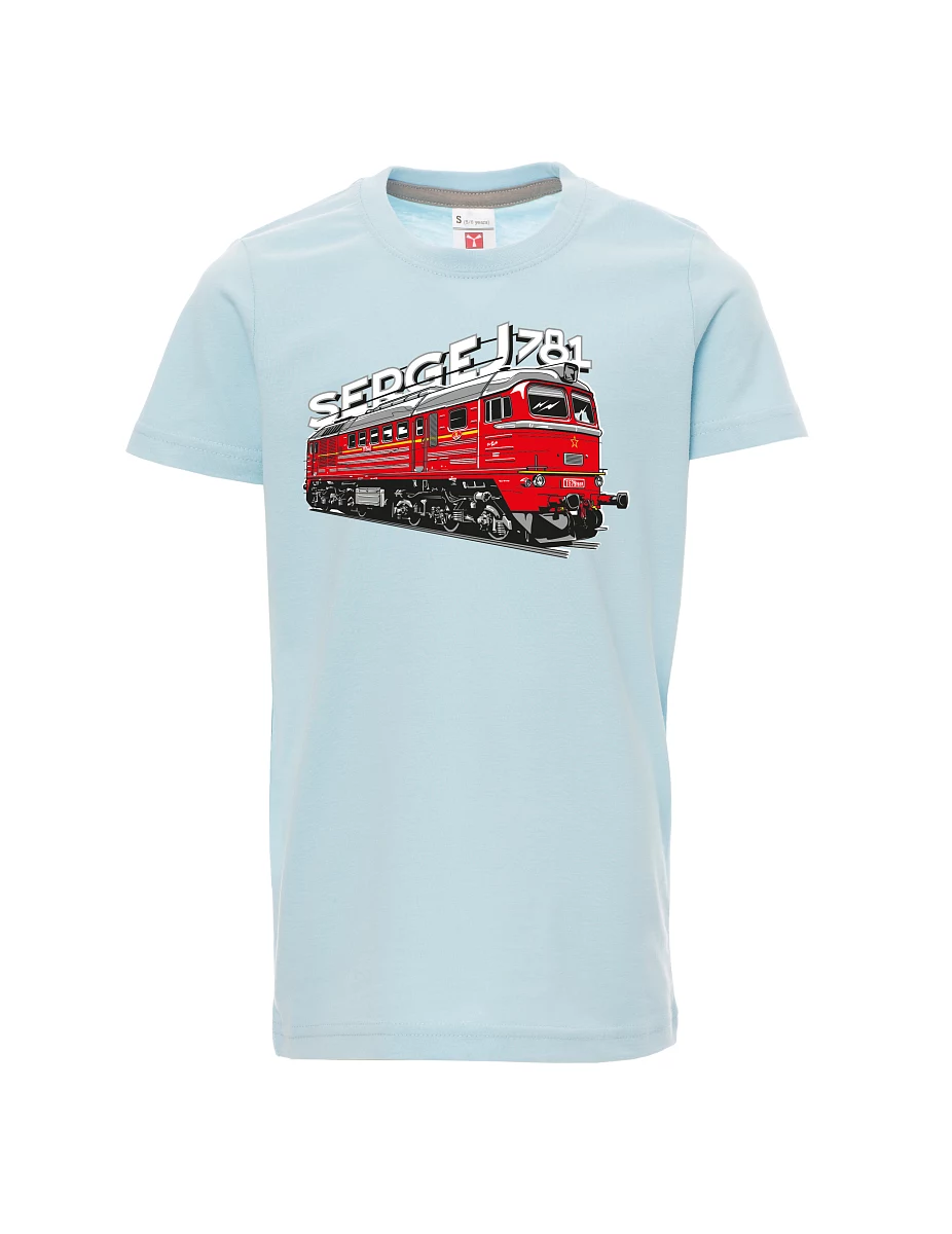 Bledě modré dětské tričko Lokomotiva 781 "Sergej" (M62)
