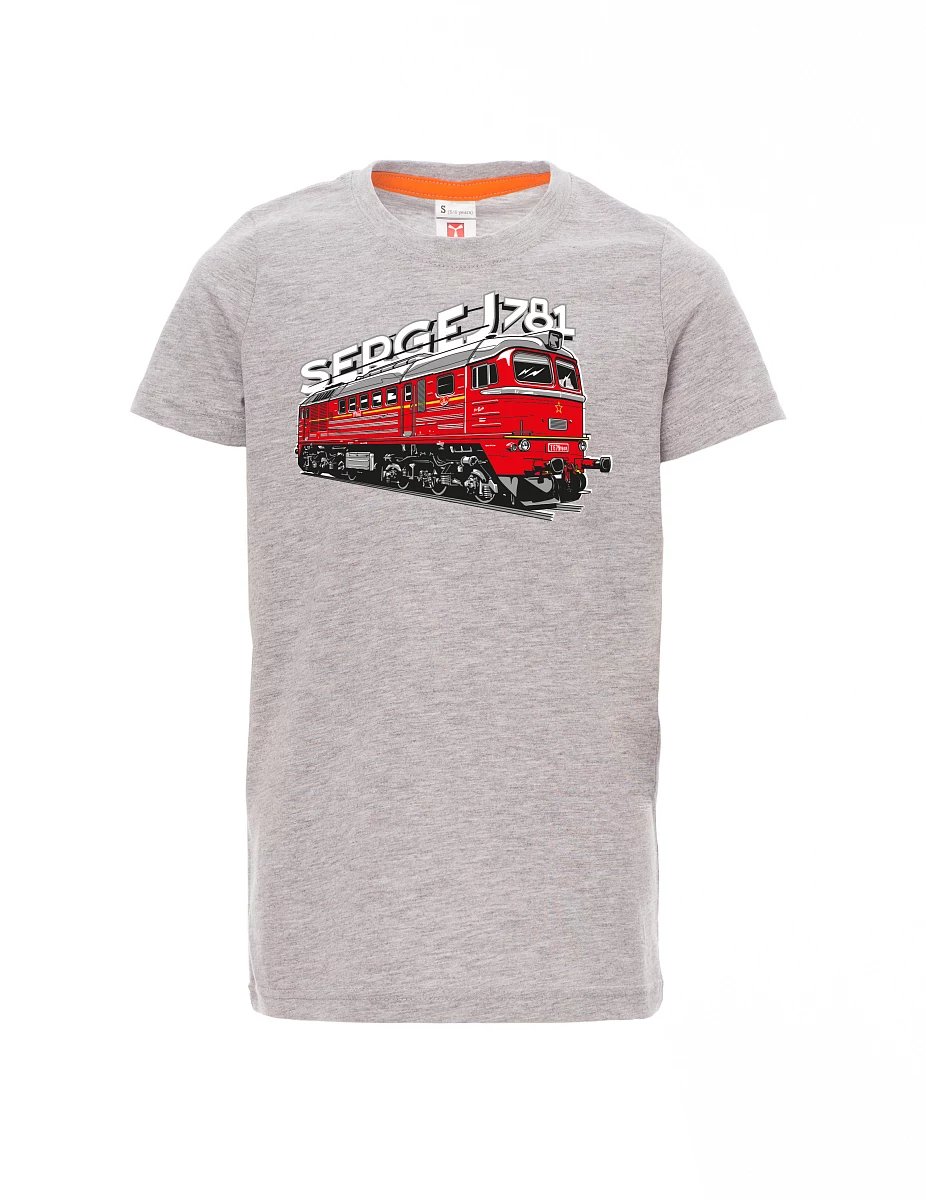 Šedý melír dětské tričko Lokomotiva 781 "Sergej" (M62)