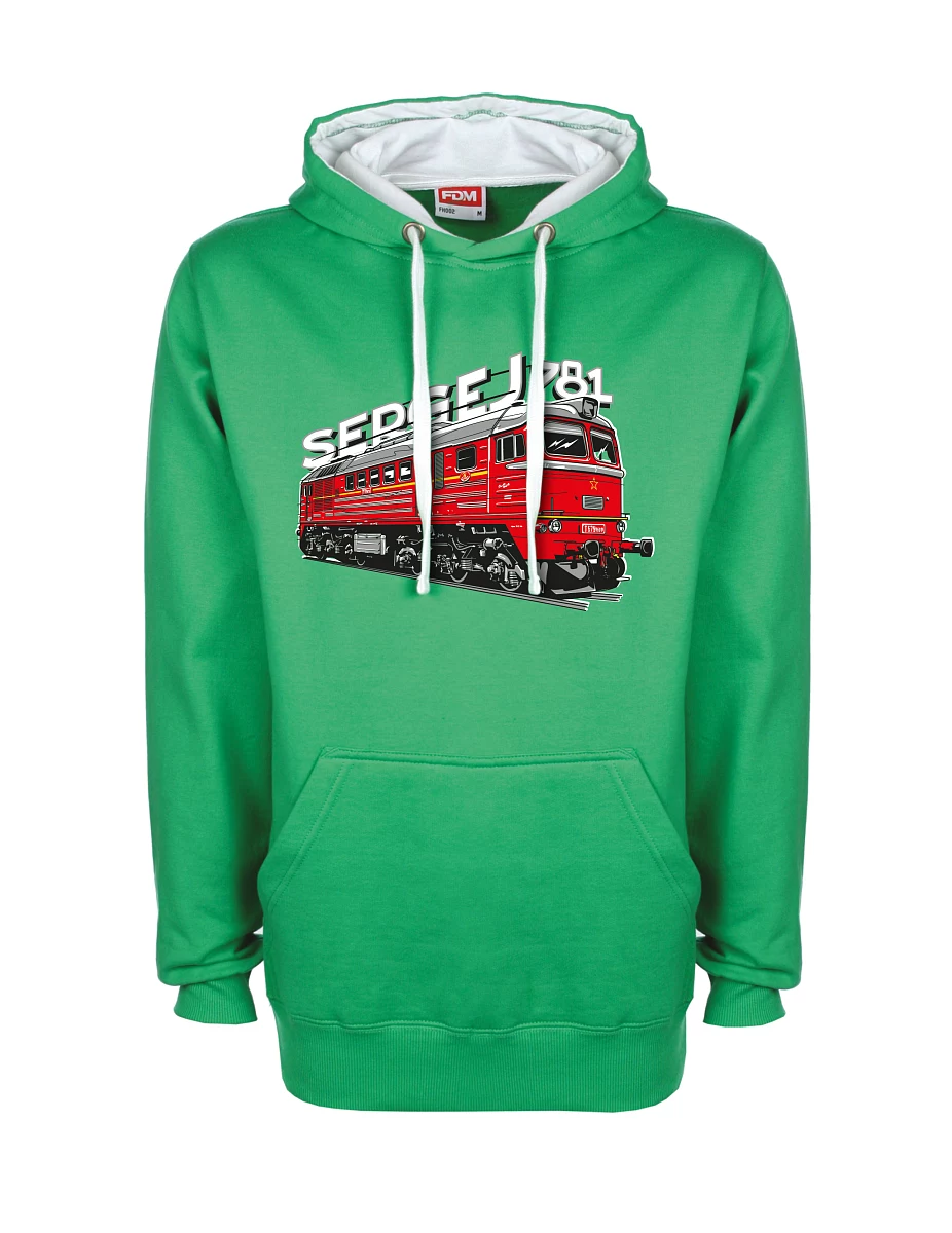 Bílo-zelená mikina Lokomotiva 781 "Sergej" (M62)