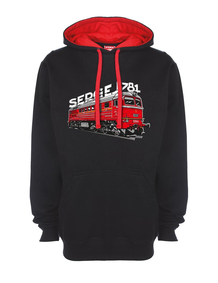 Červeno-černá mikina Lokomotiva 781 "Sergej" (M62)