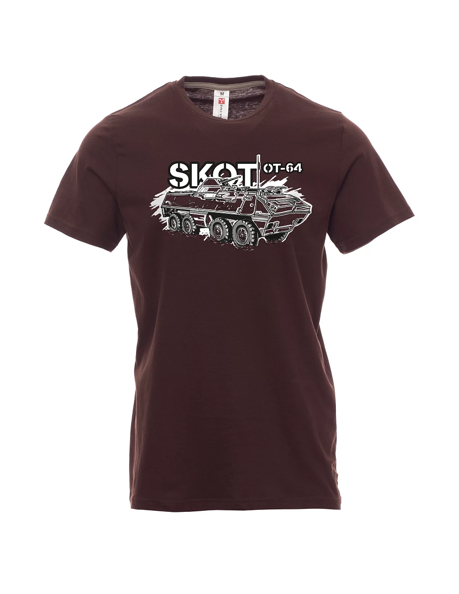 Tmavě hnědé pánské tričko Obrněný transportér OT-64 "SKOT"