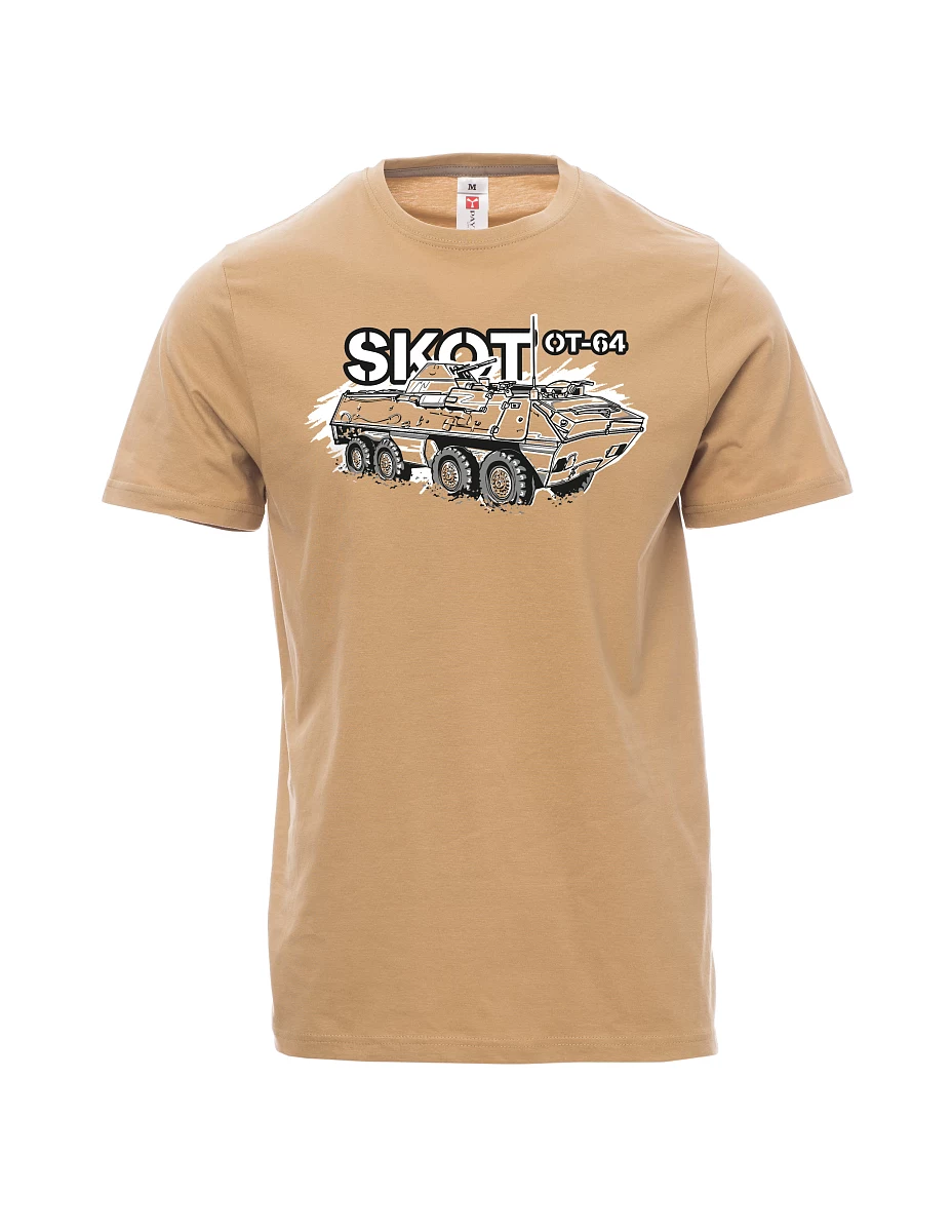 Hnědé pánské tričko Obrněný transportér OT-64 "SKOT"