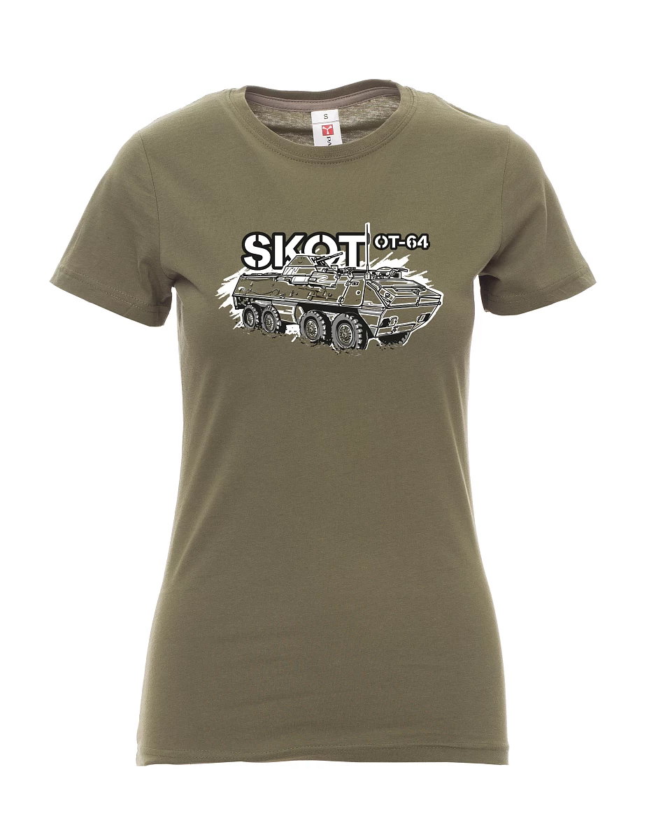 Khaki dámské tričko Obrněný transportér OT-64 "SKOT"