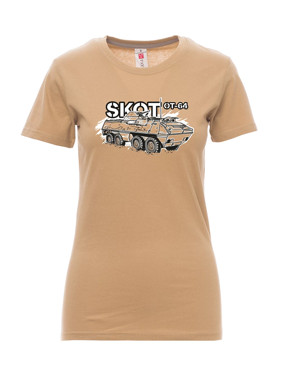 Hnědé dámské tričko Obrněný transportér OT-64 "SKOT"