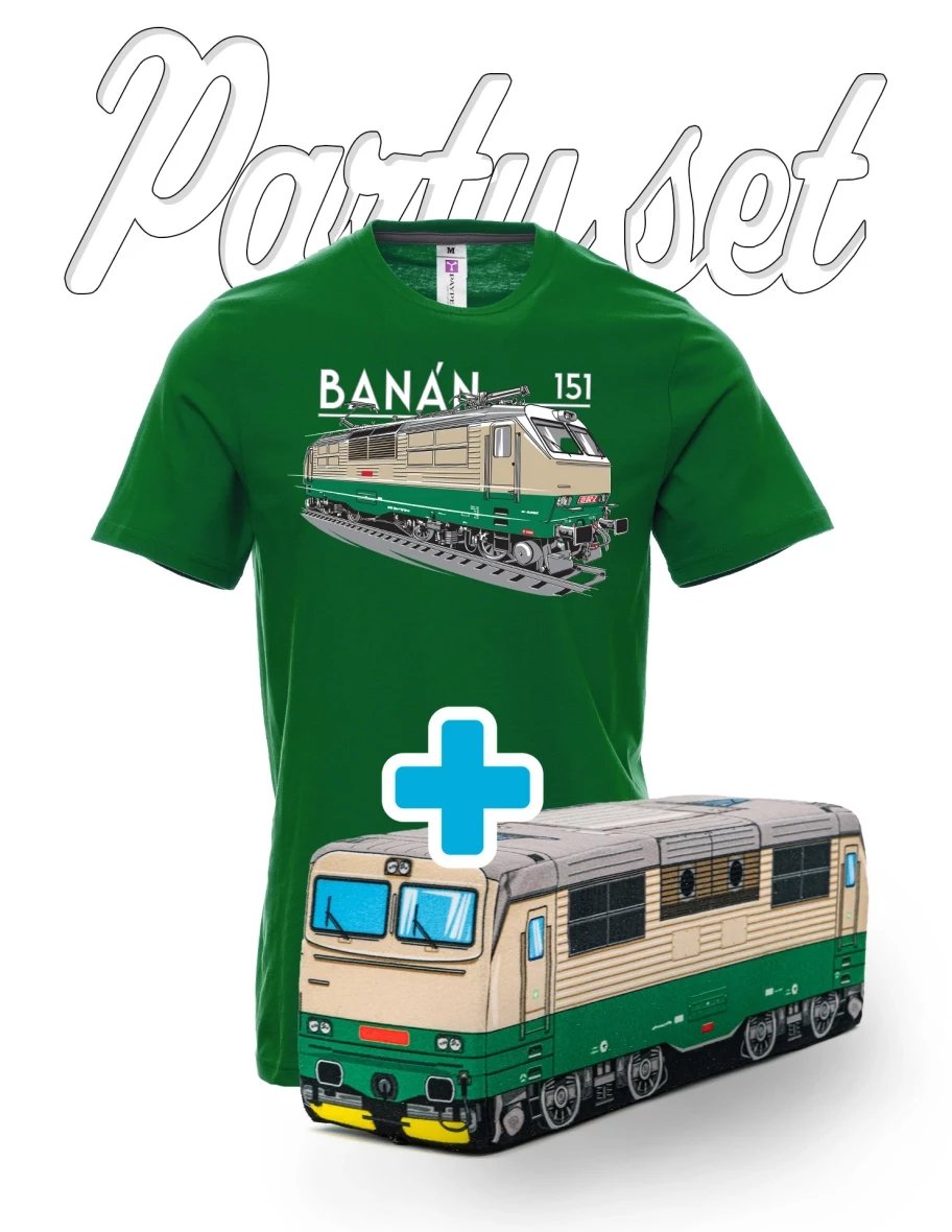 Party set trička s plyšovým polštářkem na motivy Elektrická lokomotiva 151 "banán"