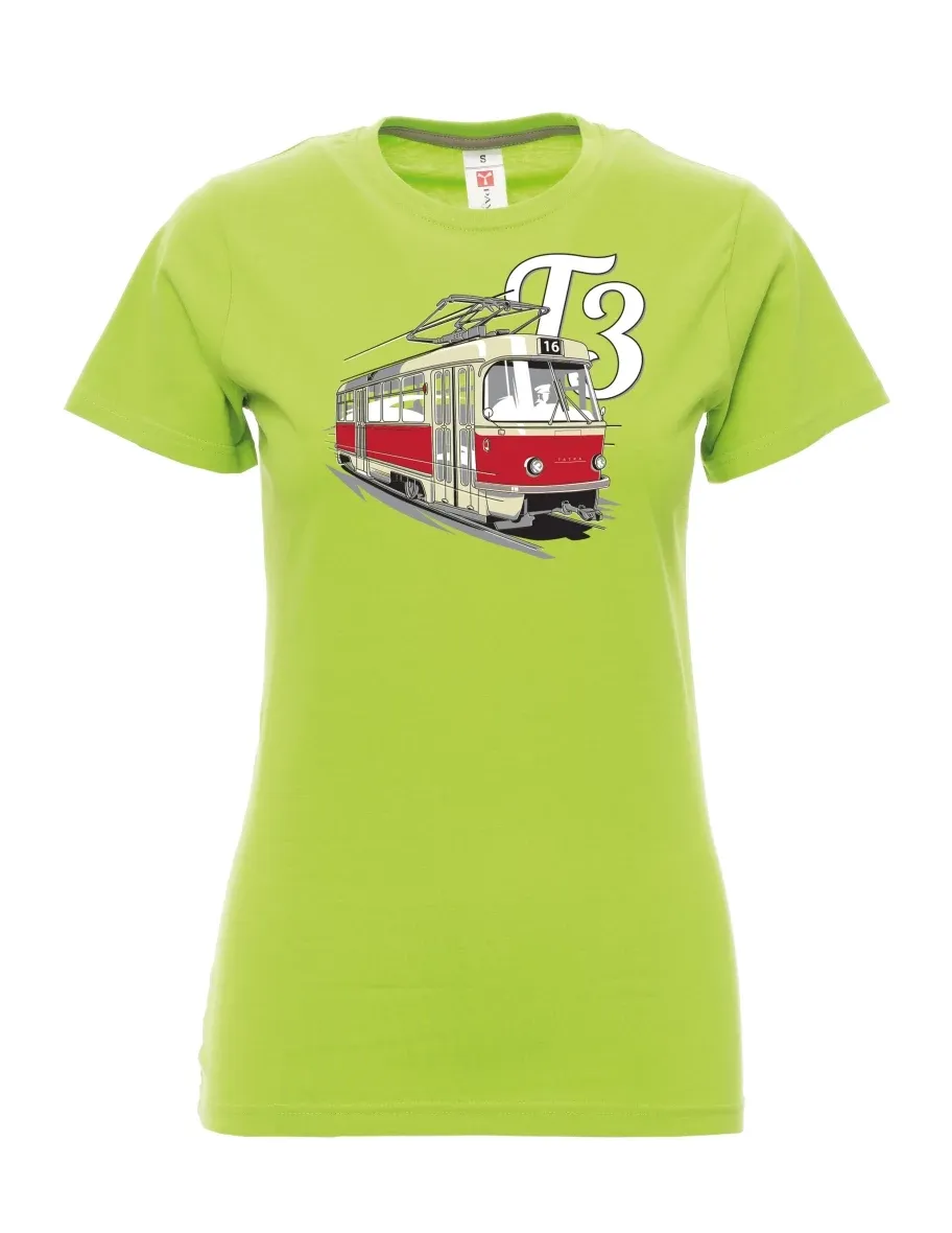 Limetkové dámské tričko Tramvaj T3