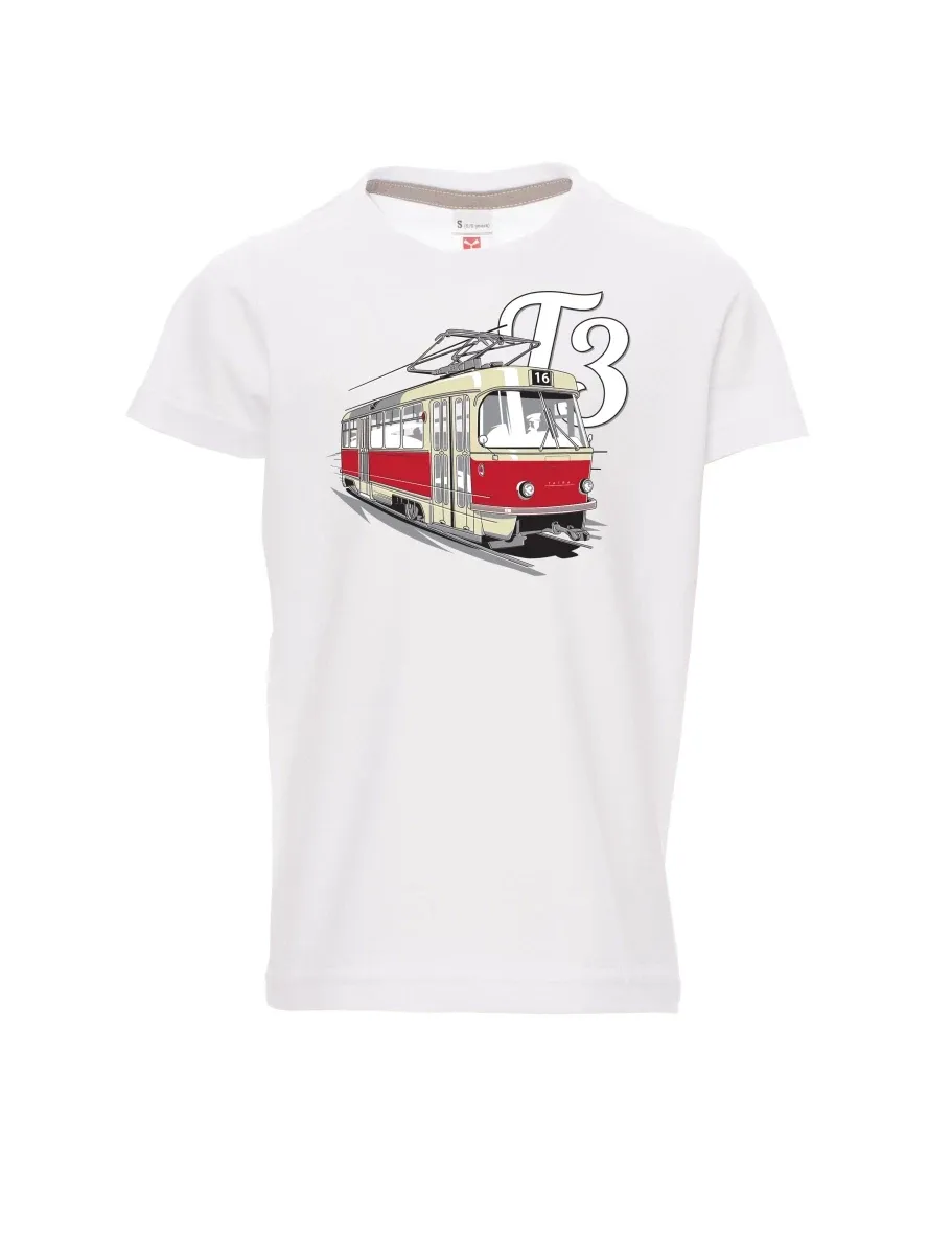 Bílé dětské tričko Tramvaj T3