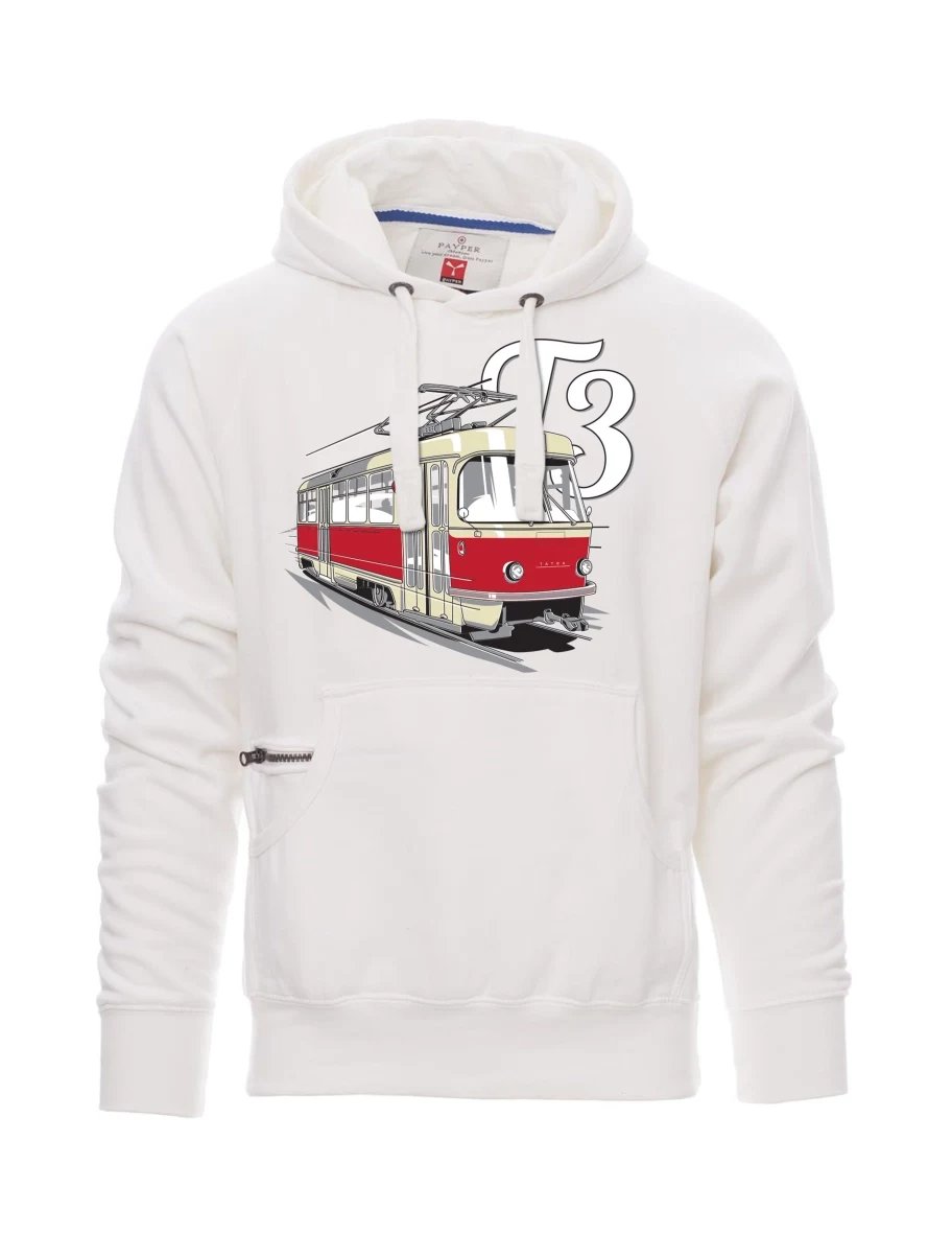 Bílá pánská mikina Tramvaj T3