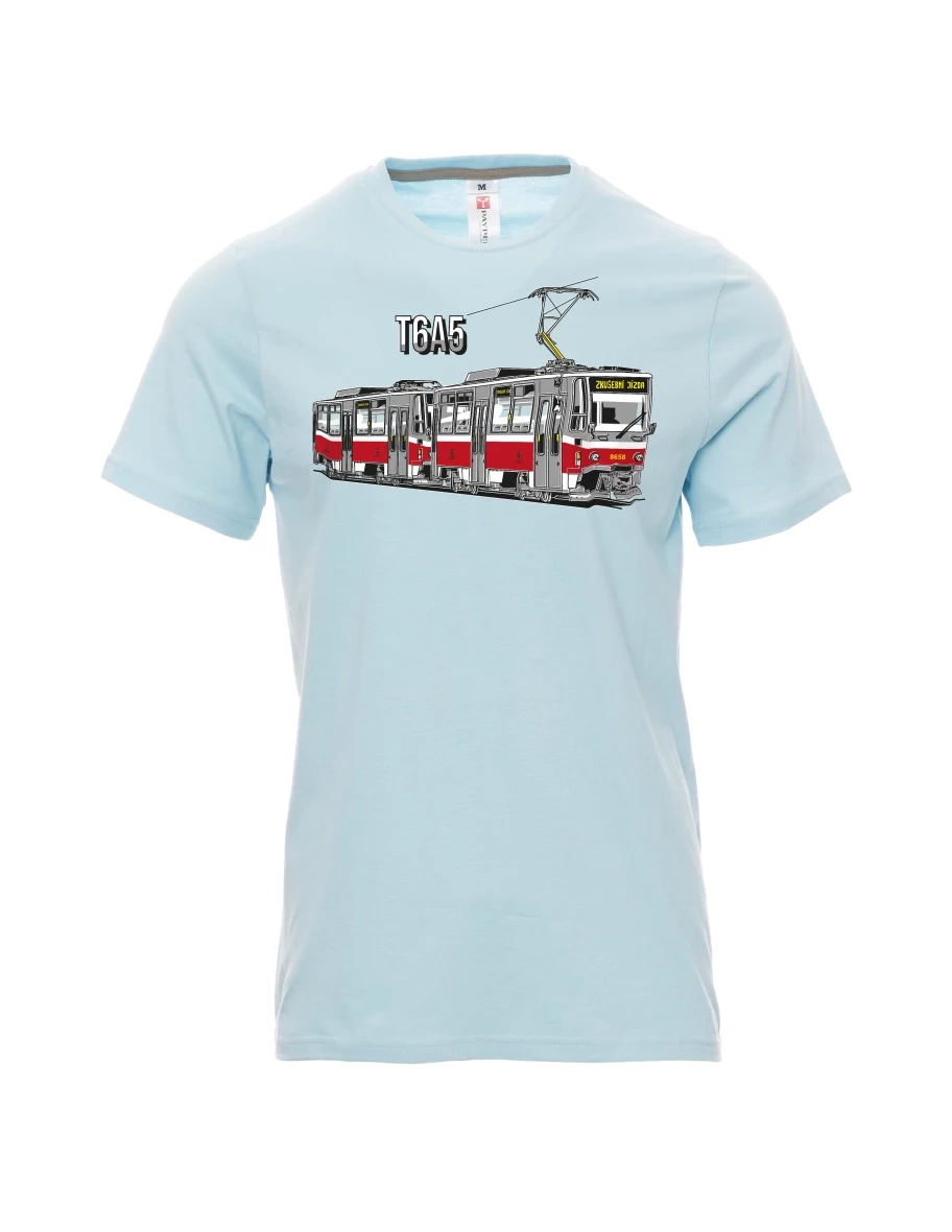 Bledě modré pánské tričko Tramvaj T6A5