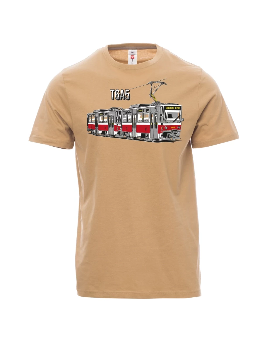Hnědé pánské tričko Tramvaj T6A5