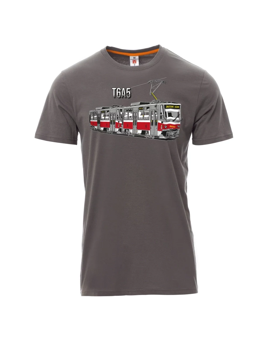 Šedé pánské tričko Tramvaj T6A5