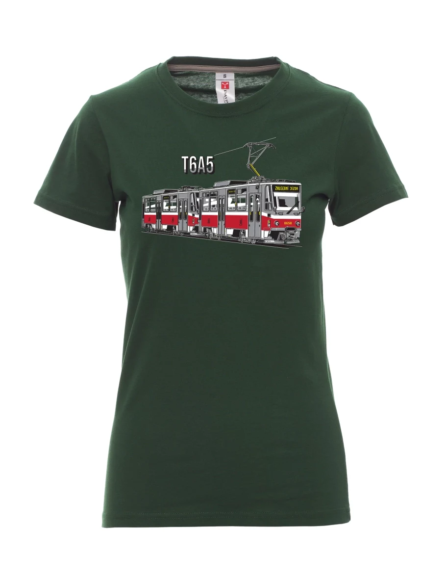 Tmavě zelené dámské tričko Tramvaj T6A5