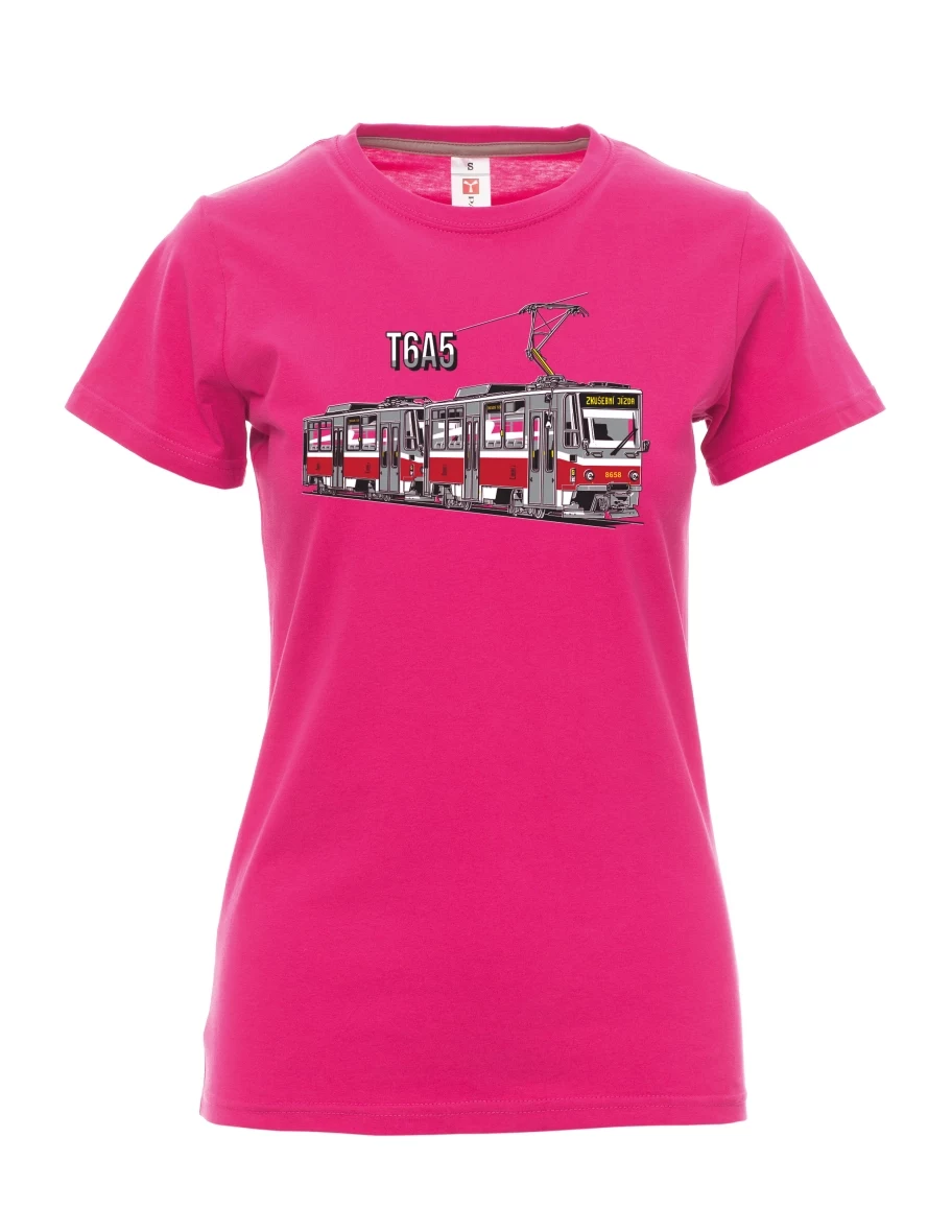Růžové dámské tričko Tramvaj T6A5