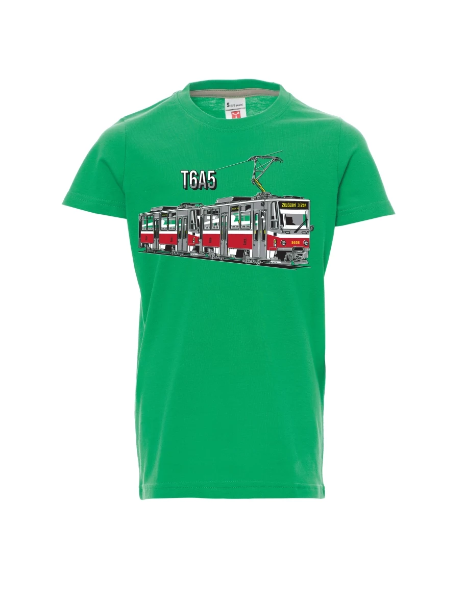 Zelené dětské tričko Tramvaj T6A5