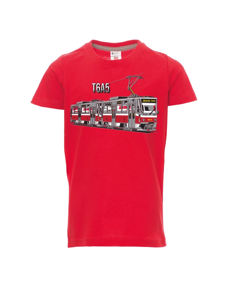 Červené dětské tričko Tramvaj T6A5