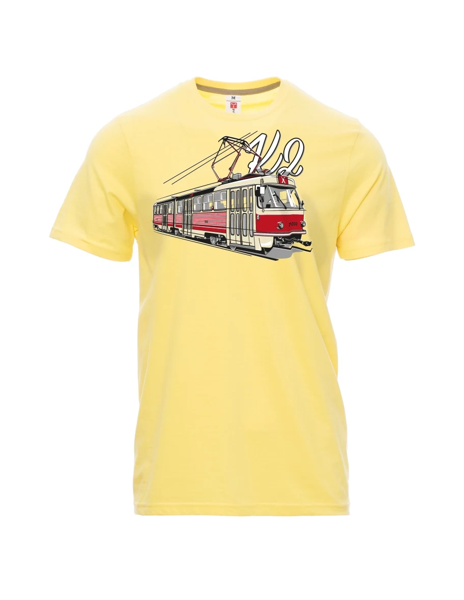 Světle žluté pánské tričko Tramvaj K2