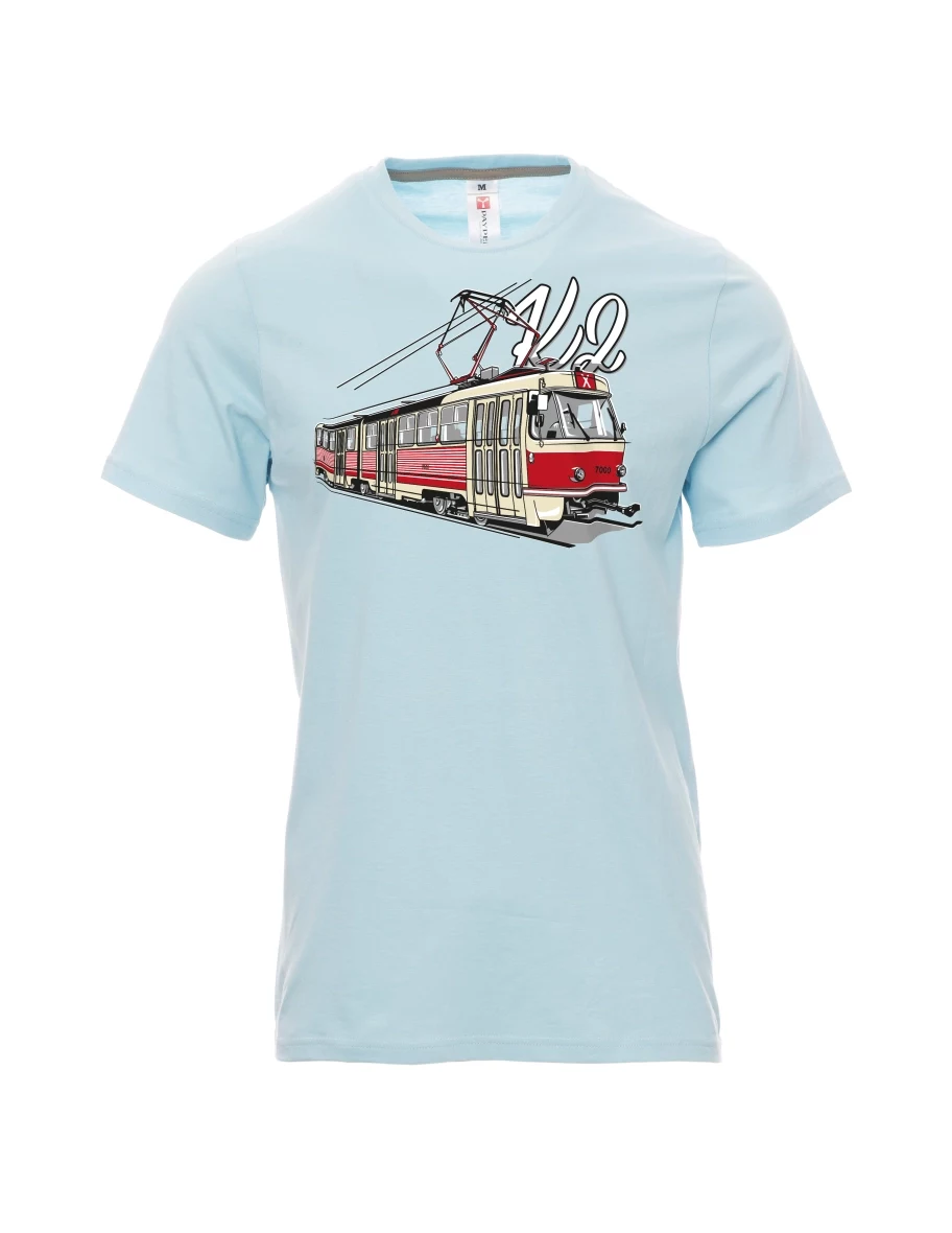 Bledě modré pánské tričko Tramvaj K2
