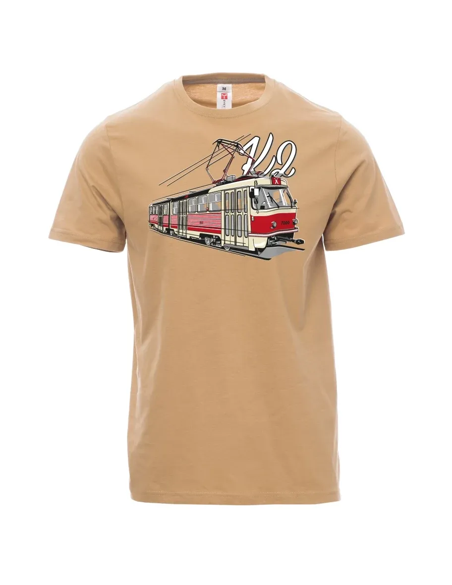 Hnědé pánské tričko Tramvaj K2