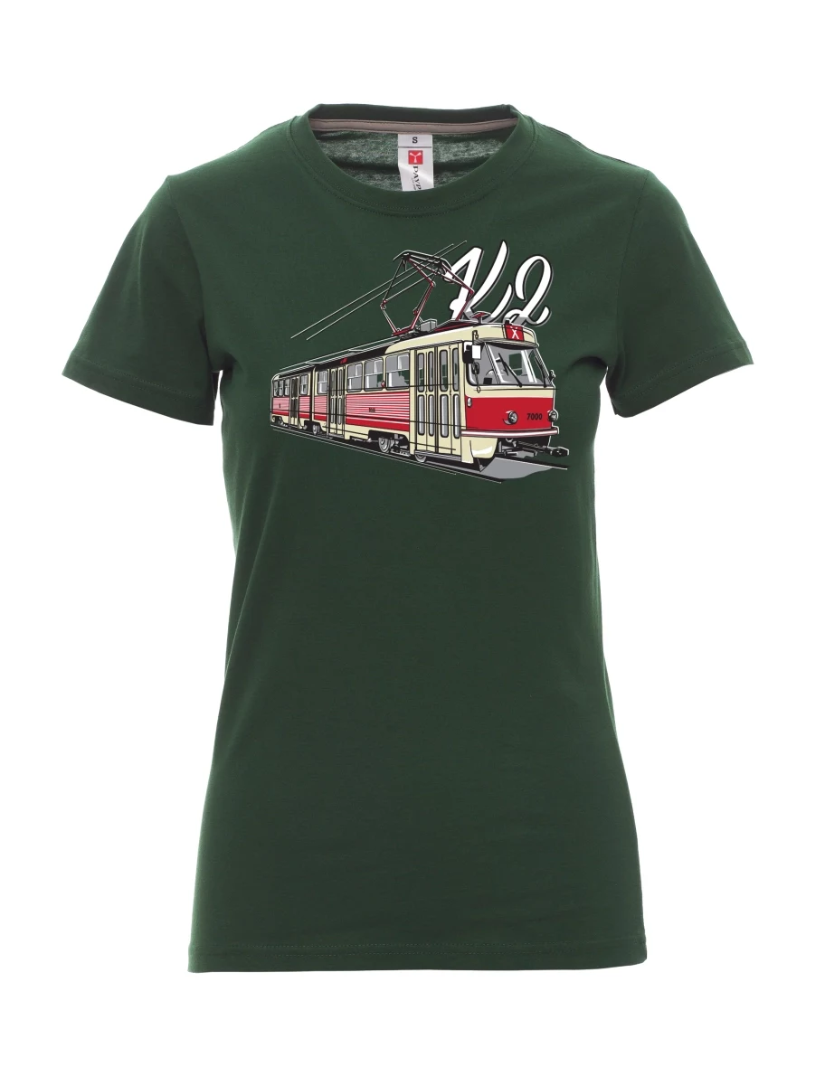 Tmavě zelené dámské tričko Tramvaj K2
