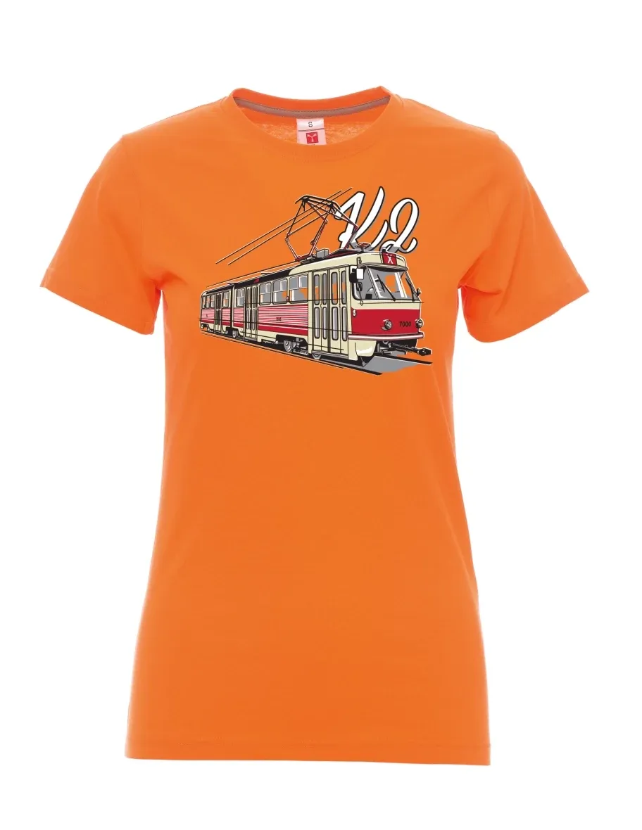 Oranžové dámské tričko Tramvaj K2