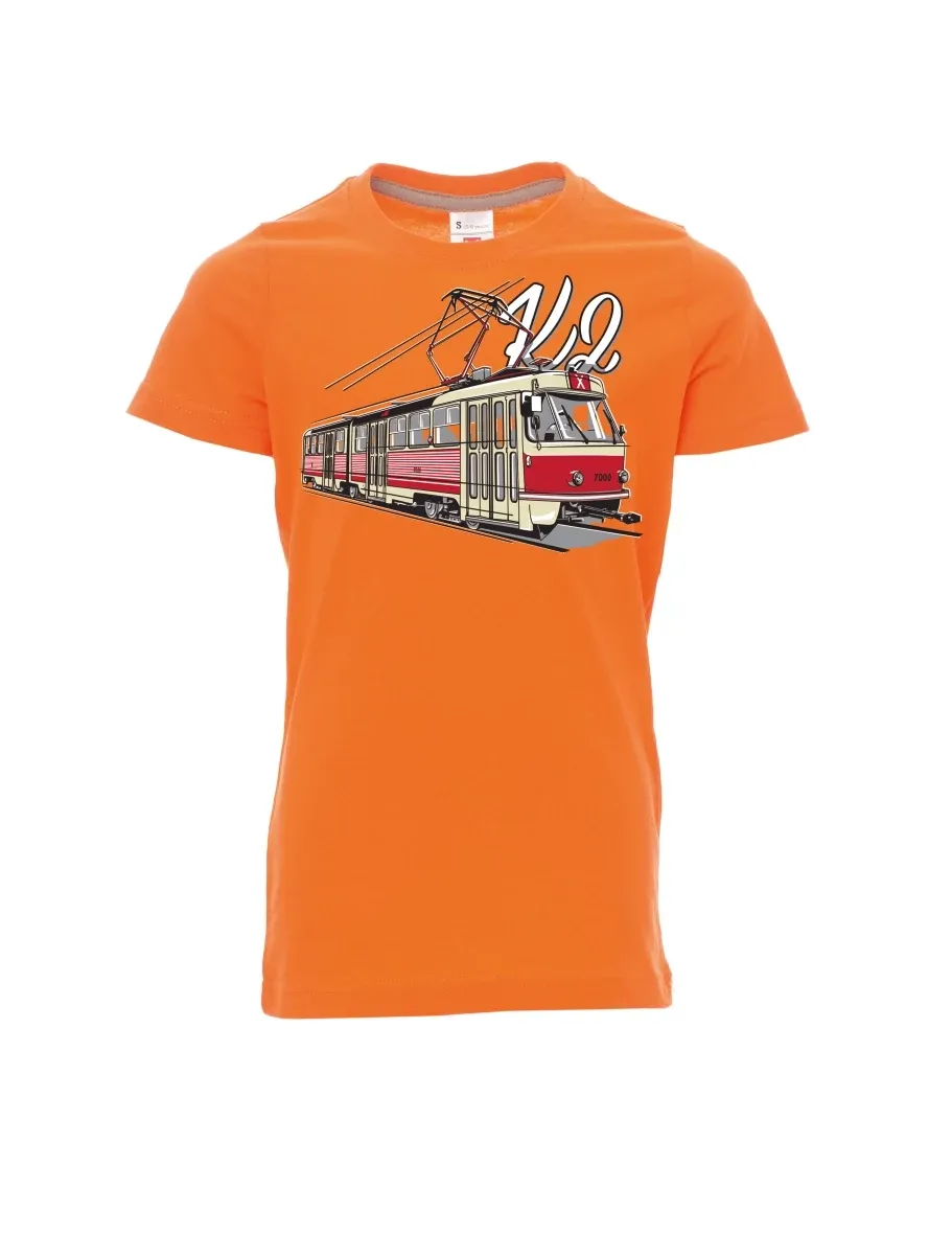 Oranžové dětské tričko Tramvaj K2