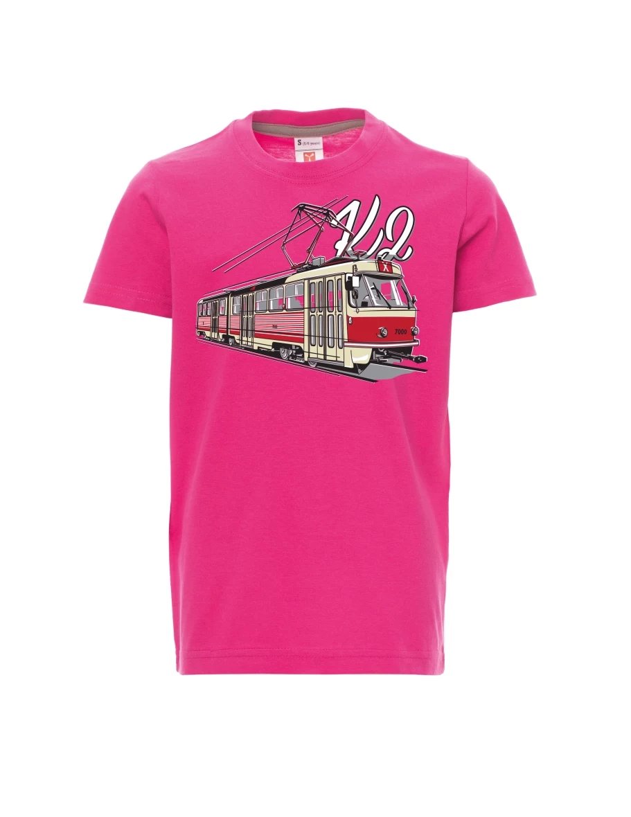 Růžové dětské tričko Tramvaj K2