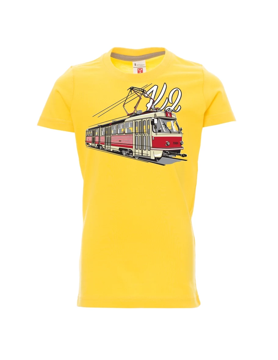 Žluté dětské tričko Tramvaj K2