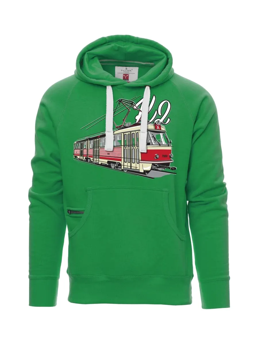 Zelená pánská mikina Tramvaj K2