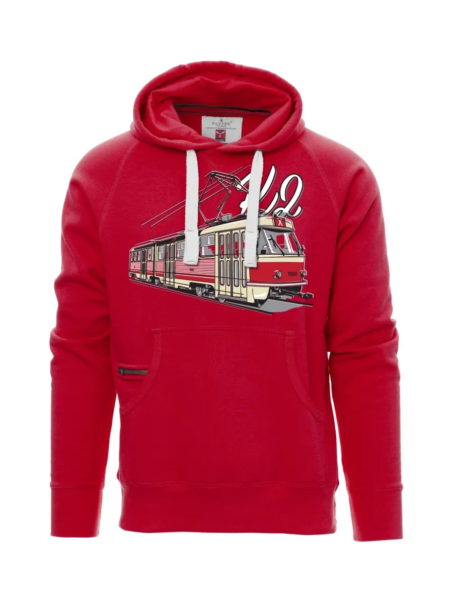 Červená pánská mikina Tramvaj K2