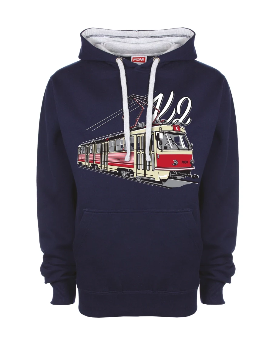 Šedo-námořnická mikina Tramvaj K2