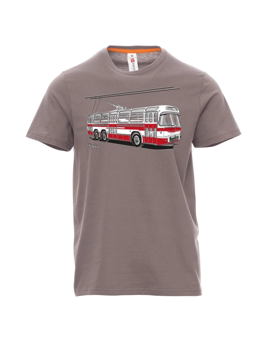 Ocelově šedé pánské tričko Trolejbus  T401