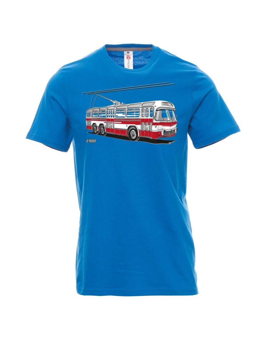 Světle modré pánské tričko Trolejbus  T401