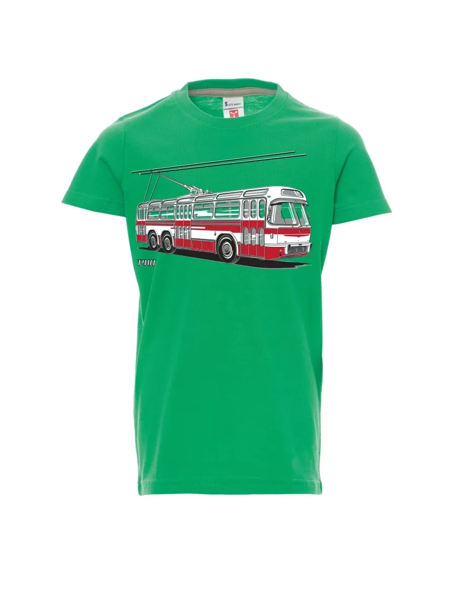 Zelené dětské tričko Trolejbus  T401
