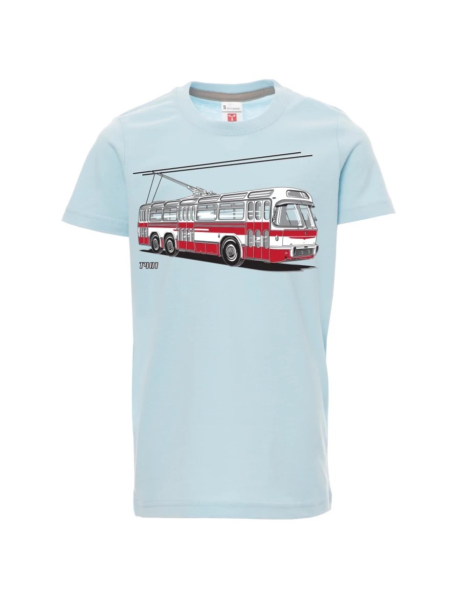Bledě modré dětské tričko Trolejbus  T401
