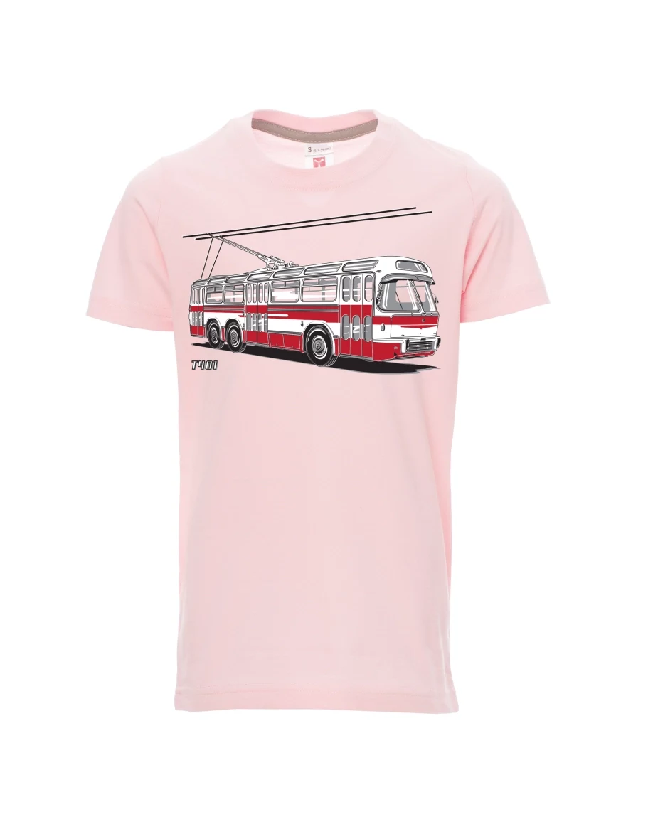 Světle růžové dětské tričko Trolejbus  T401