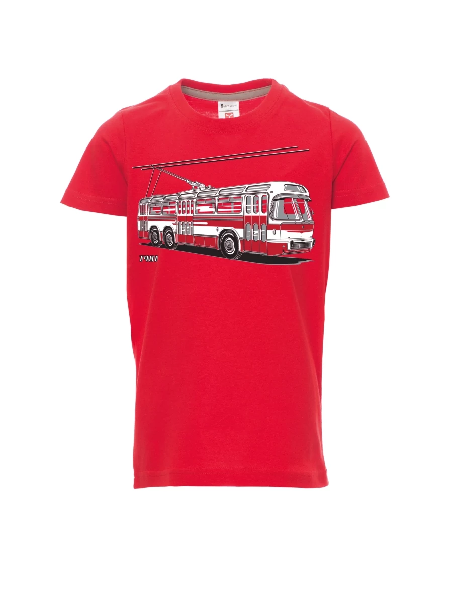 Červené dětské tričko Trolejbus  T401