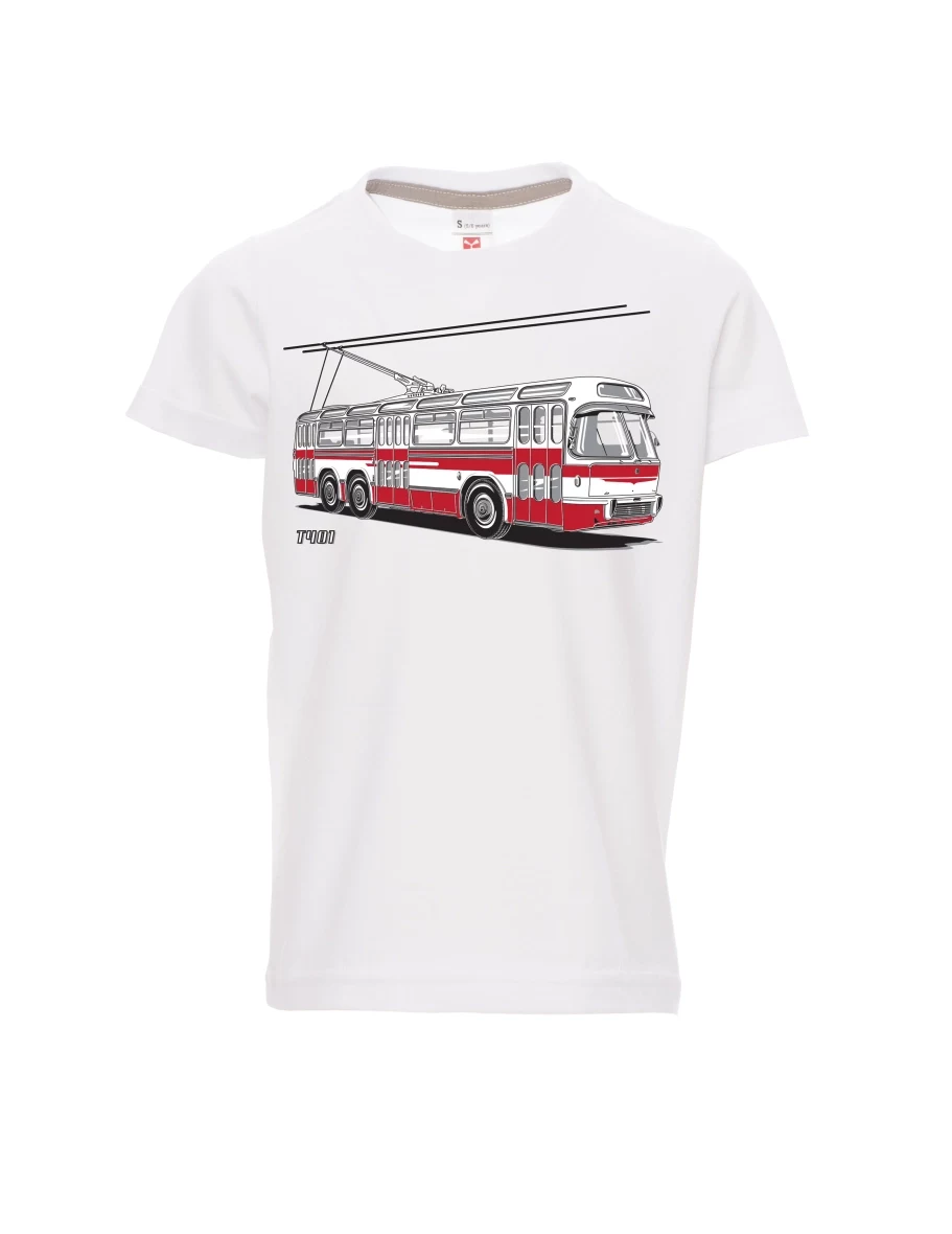Bílé dětské tričko Trolejbus  T401