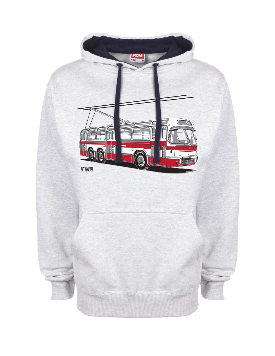 Modro-šedá mikina Trolejbus  T401