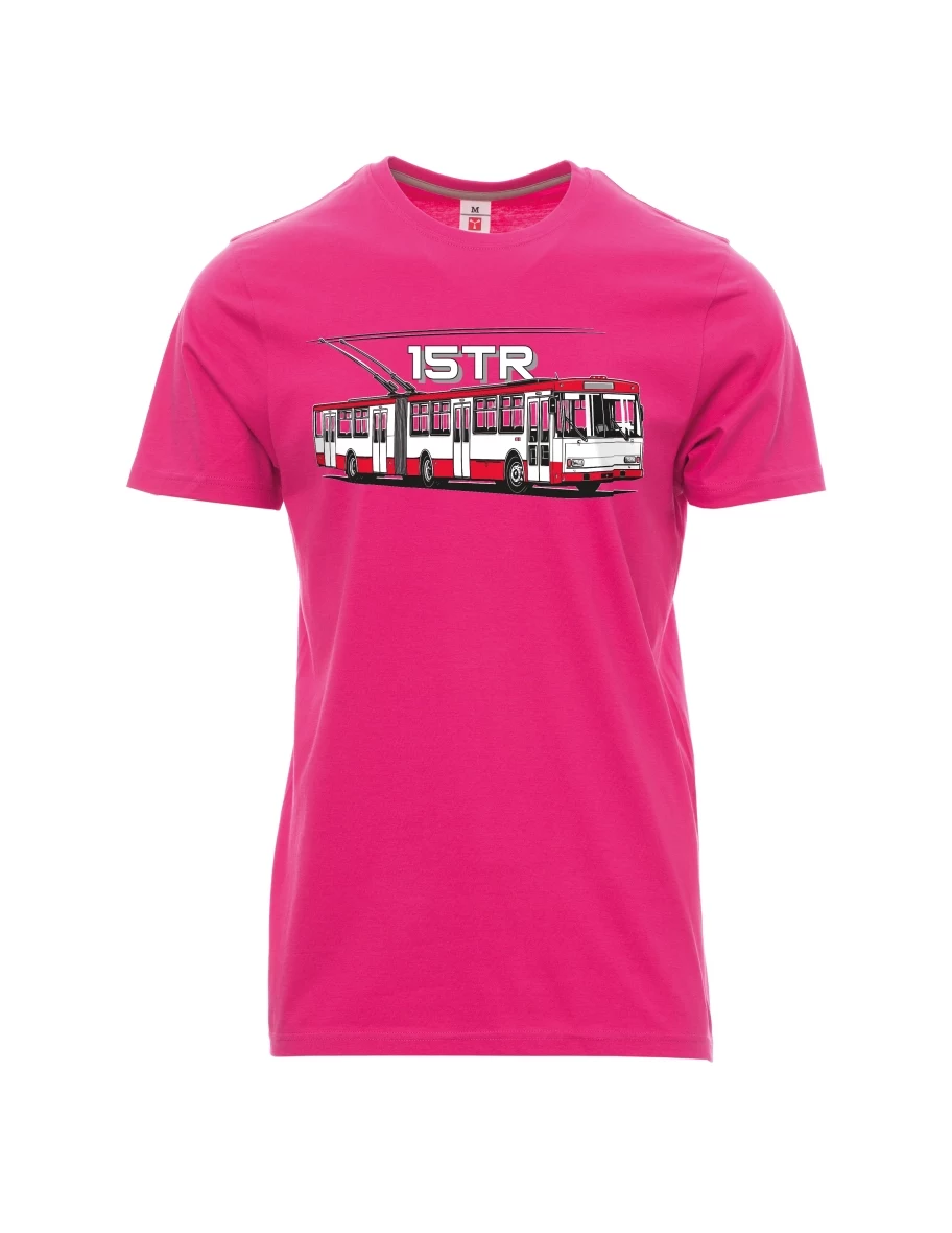 Růžové pánské tričko Trolejbus 15TR