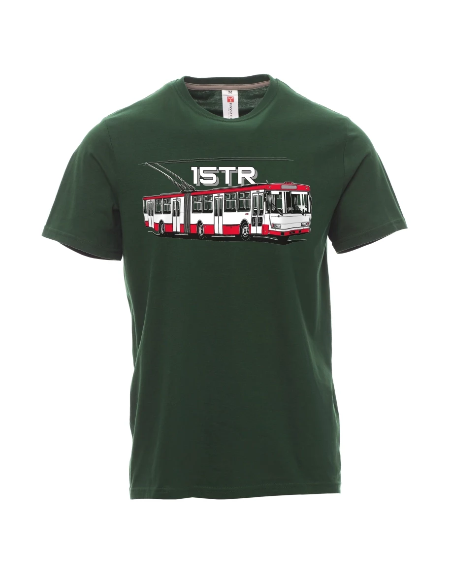 Tmavě zelené pánské tričko Trolejbus 15TR