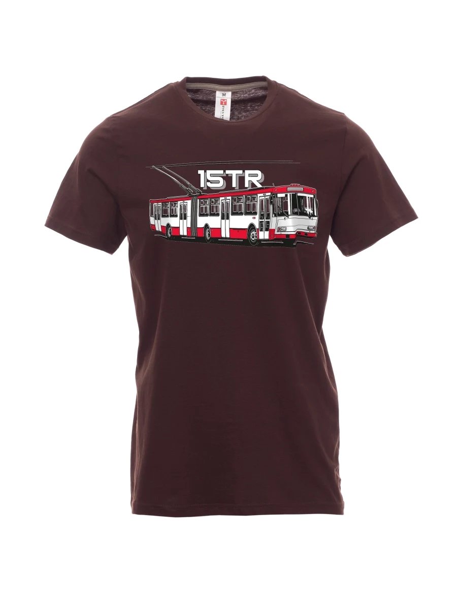 Tmavě hnědé pánské tričko Trolejbus 15TR
