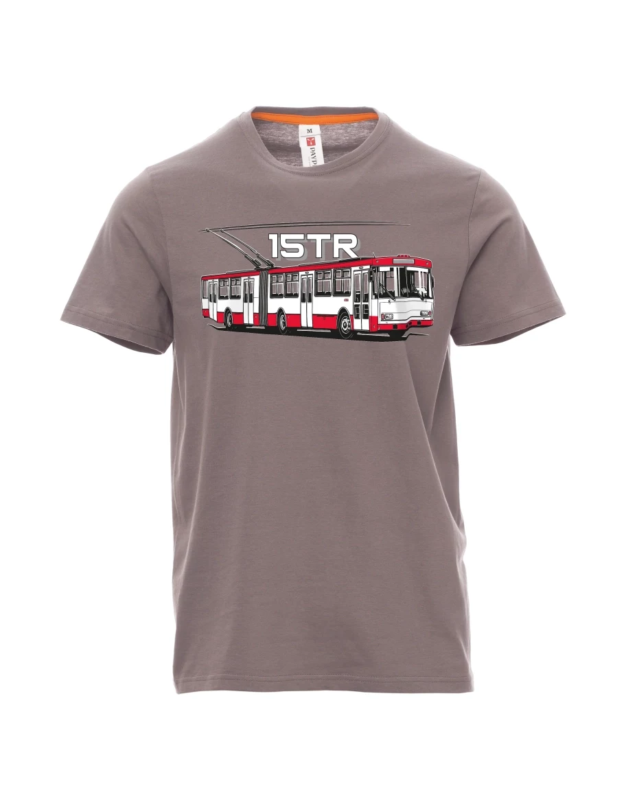 Ocelově šedé pánské tričko Trolejbus 15TR