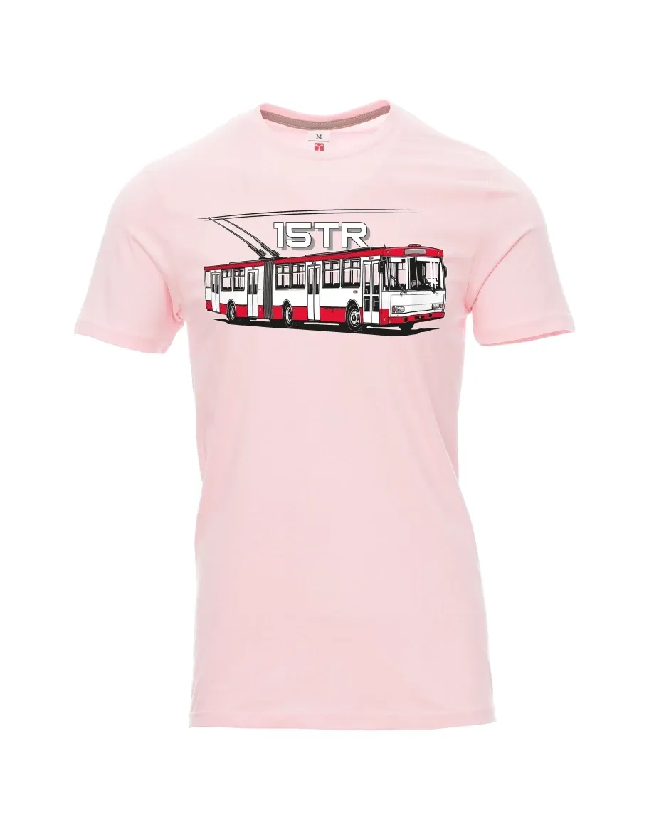 Světle růžové pánské tričko Trolejbus 15TR