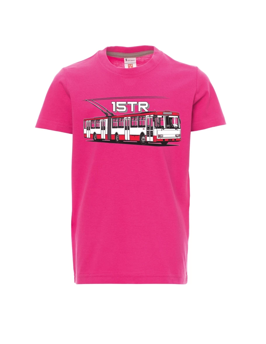 Růžové dětské tričko Trolejbus 15TR