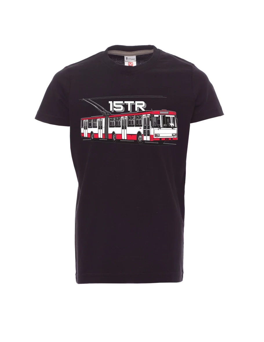 Černé dětské tričko Trolejbus 15TR