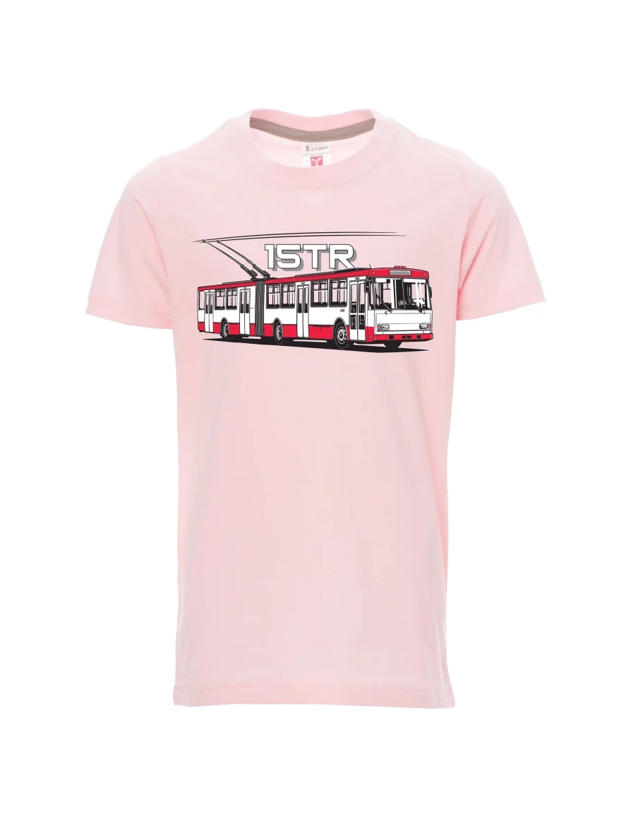 Světle růžové dětské tričko Trolejbus 15TR