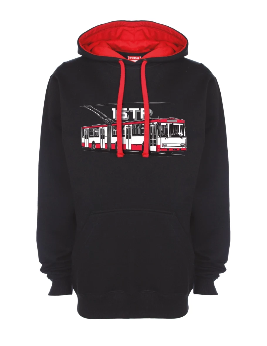 Červeno-černá mikina Trolejbus 15TR